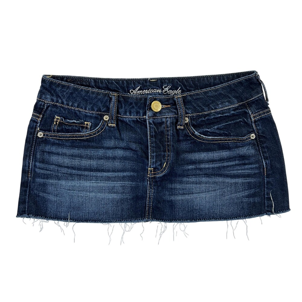 Vintage American Eagle Outfitters Skirt Womens 4 Denim Micro Mini Low Rise Y2K